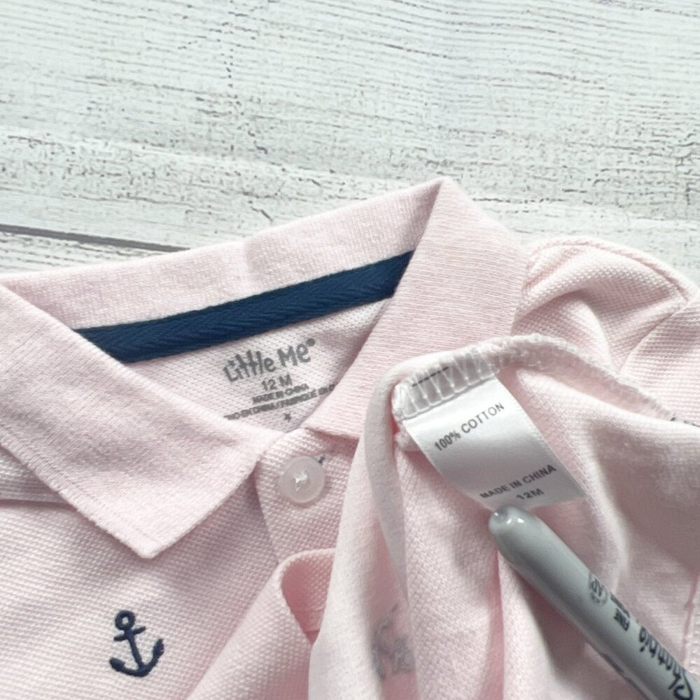 Little Me Toddler Boys Polo Shirt Anchor Print Collared Top NWT 12 Months - Picture 2 of 3